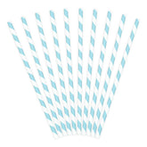 Sky-Blue Striped Straws 10pk - The Party Room